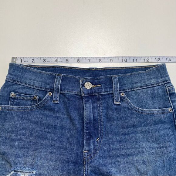 Levi’s Distressed Raw Hem Denim Shorts Boho Bohemian Festival Sz 25 - Picture 6 of 13